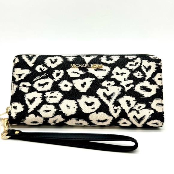 Michael Kors Large Travel Continental Wallet Wristlet Black Multi - Picture 1 of 9